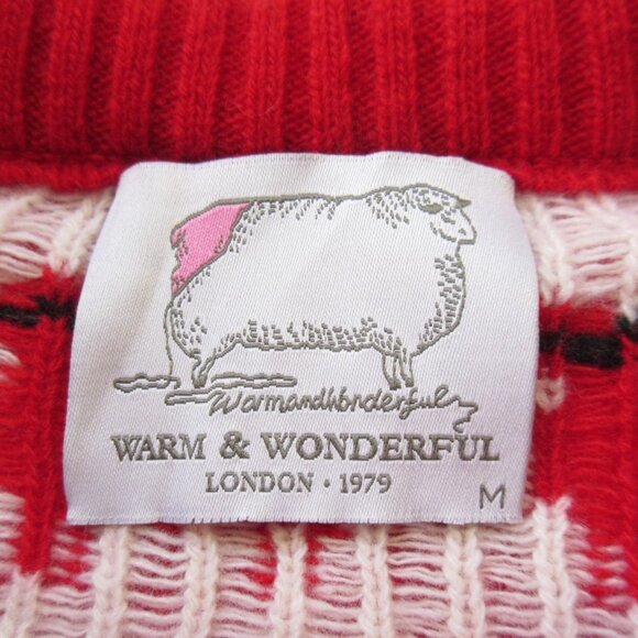 Rowing Blazers Warm & Wonderful Diana Sweater in Red Black Sheep Wool Knit M - Picture 3 of 7